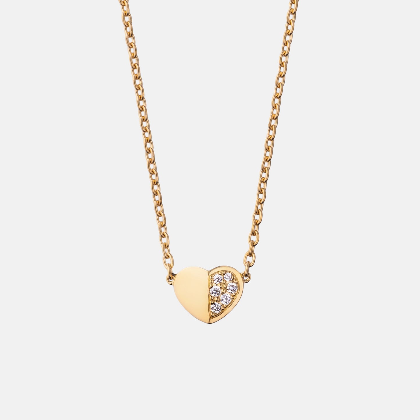 refined legacy collection / folded heart pave diamond necklace medium K18YG