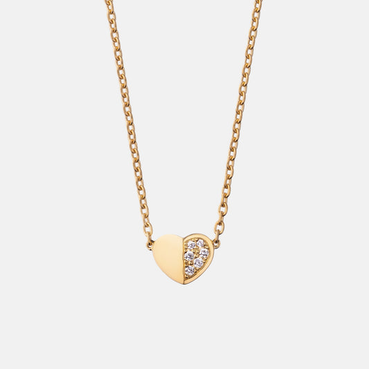 refined legacy collection / folded heart pave diamond necklace medium K18YG