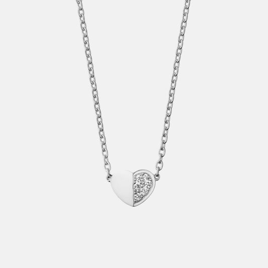 refined legacy collection / folded heart pave diamond necklace medium K18WG
