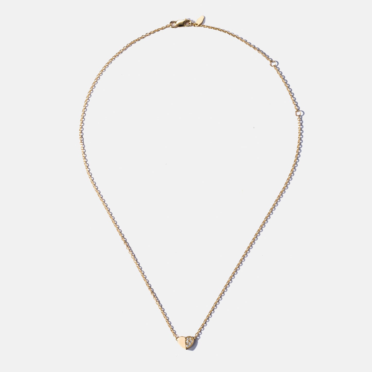 refined legacy collection / folded heart pave diamond necklace medium K18YG