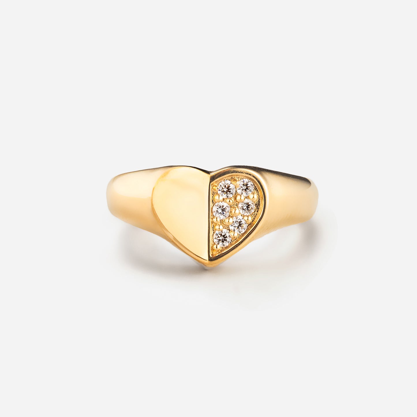 refined legacy collection / folded heart pave diamond signet ring K18YG