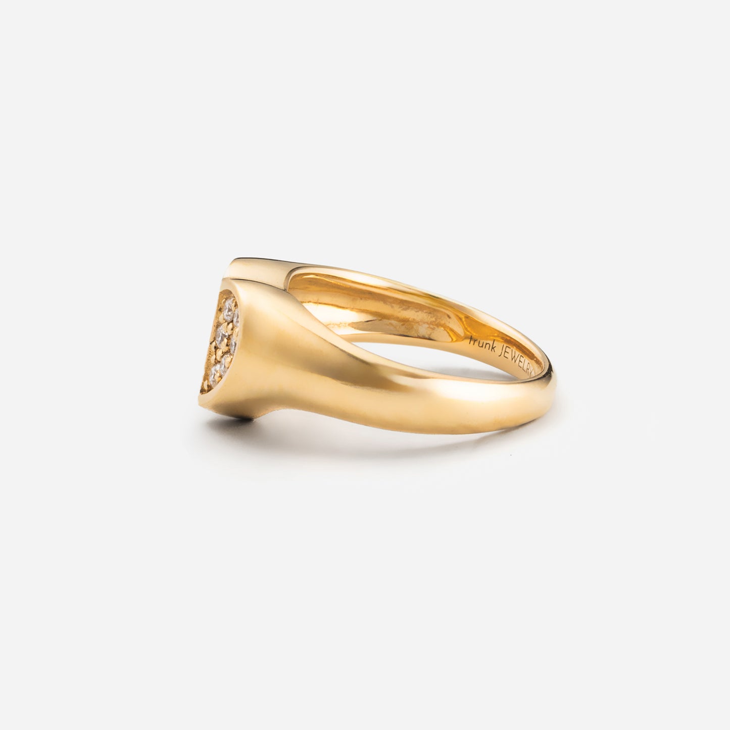 refined legacy collection / folded heart pave diamond signet ring K18YG
