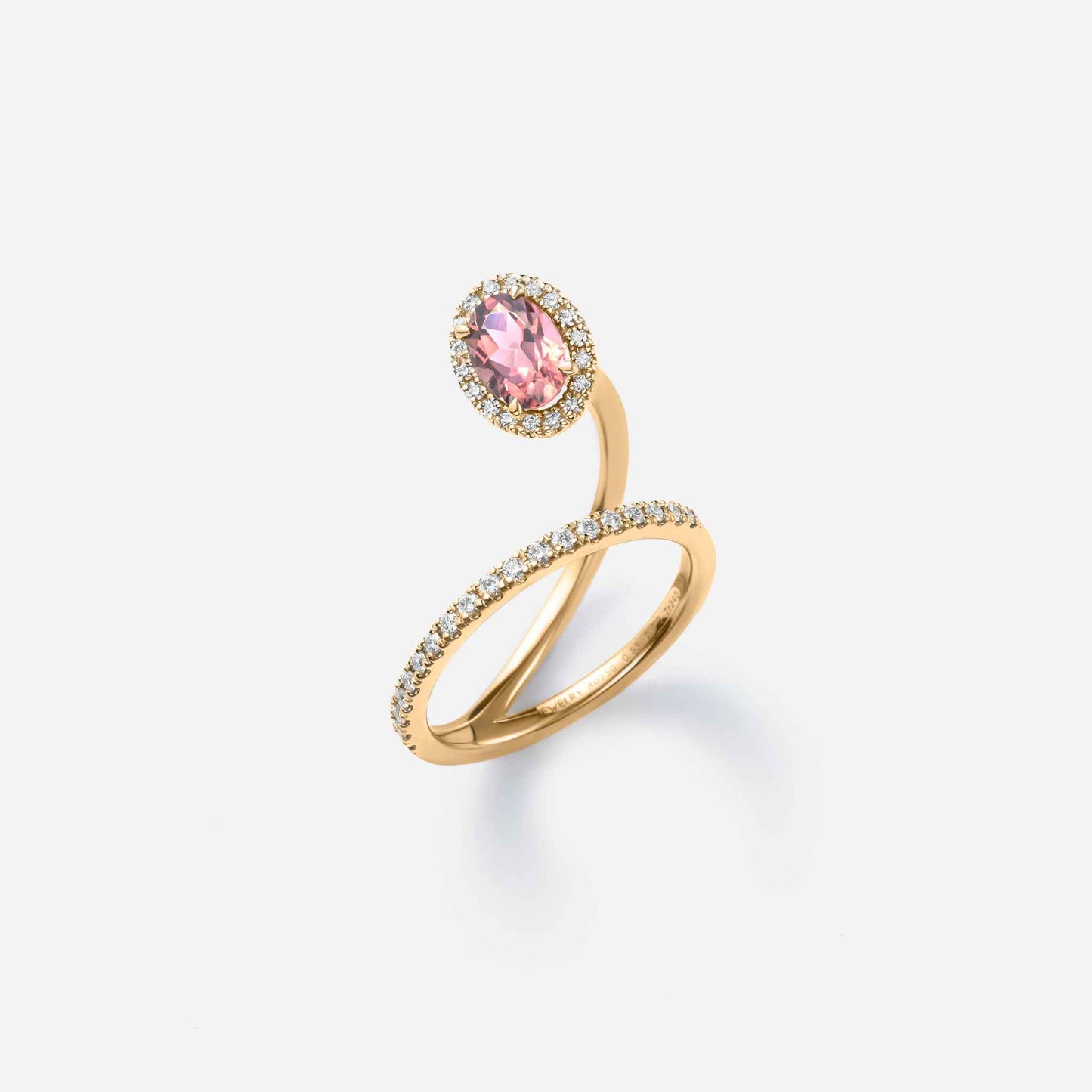 new basic collection / tourmaline strange diamond halo ring K18YG