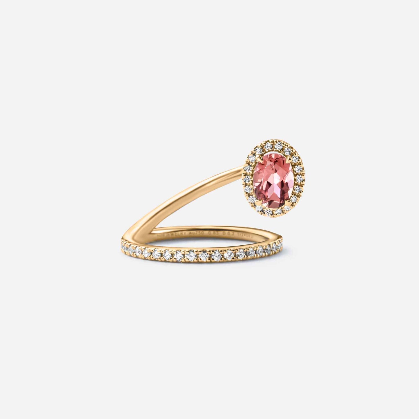 new basic collection / tourmaline strange diamond halo ring K18YG