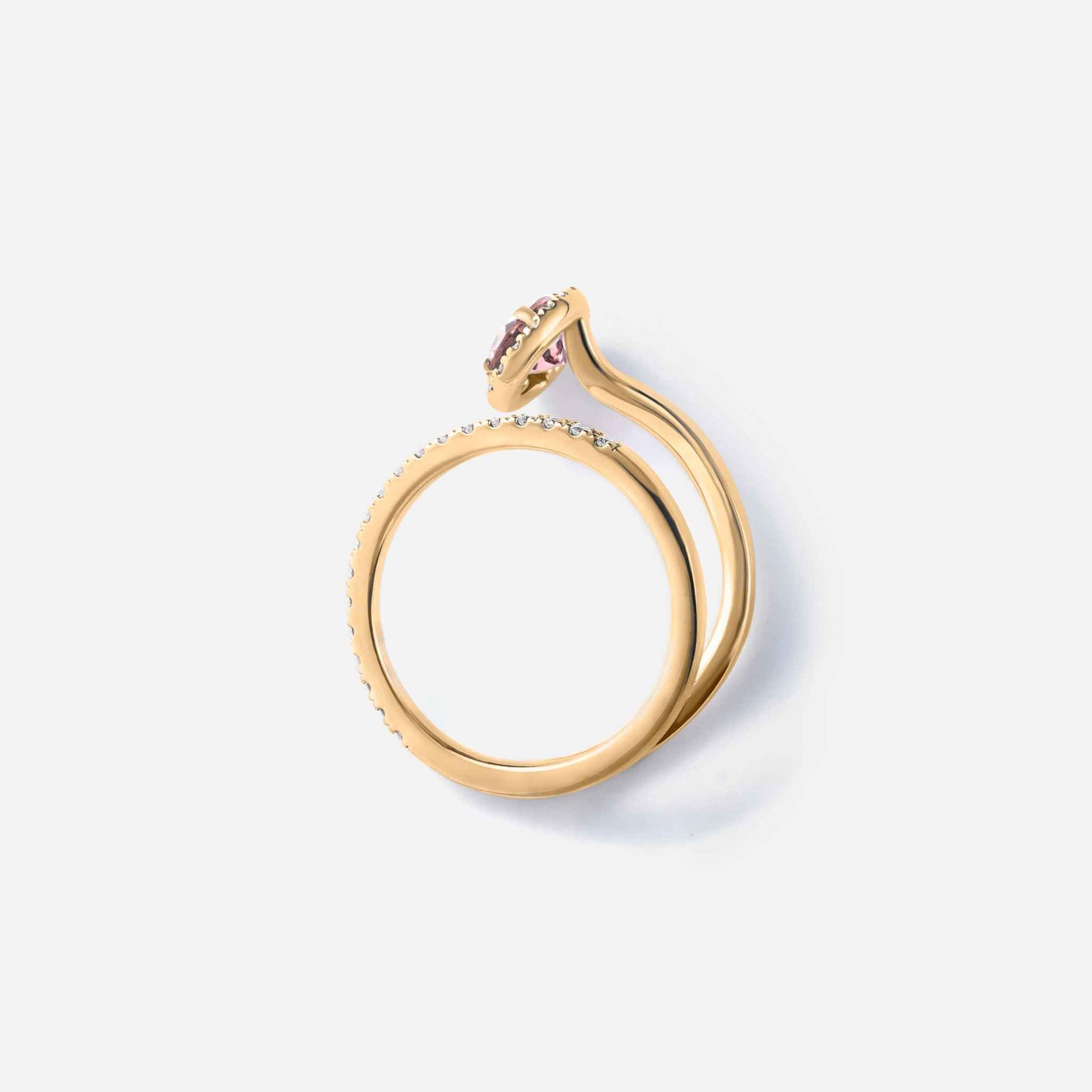 new basic collection / tourmaline strange diamond halo ring K18YG