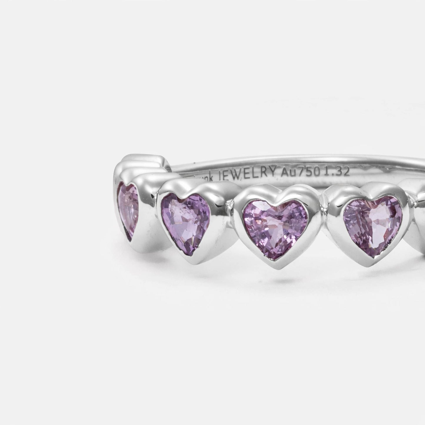 Shūren shinka collection / heart shape pink sapphire harf eternity ring Pt950