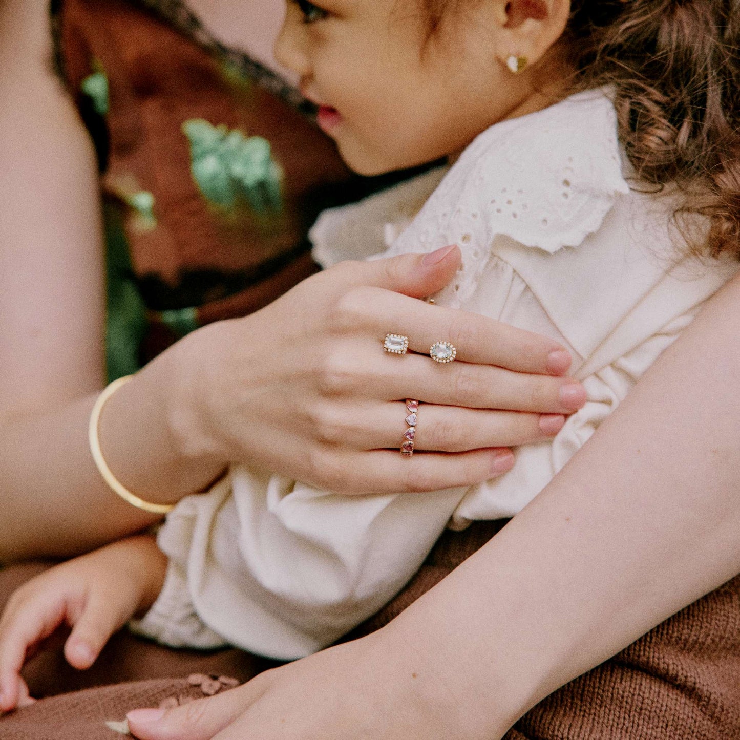 Shūren shinka collection / heart shape pink sapphire harf eternity ring K18PG