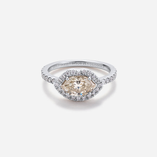 new basic collection / luxe kiss cut diamond halo ring Pt950