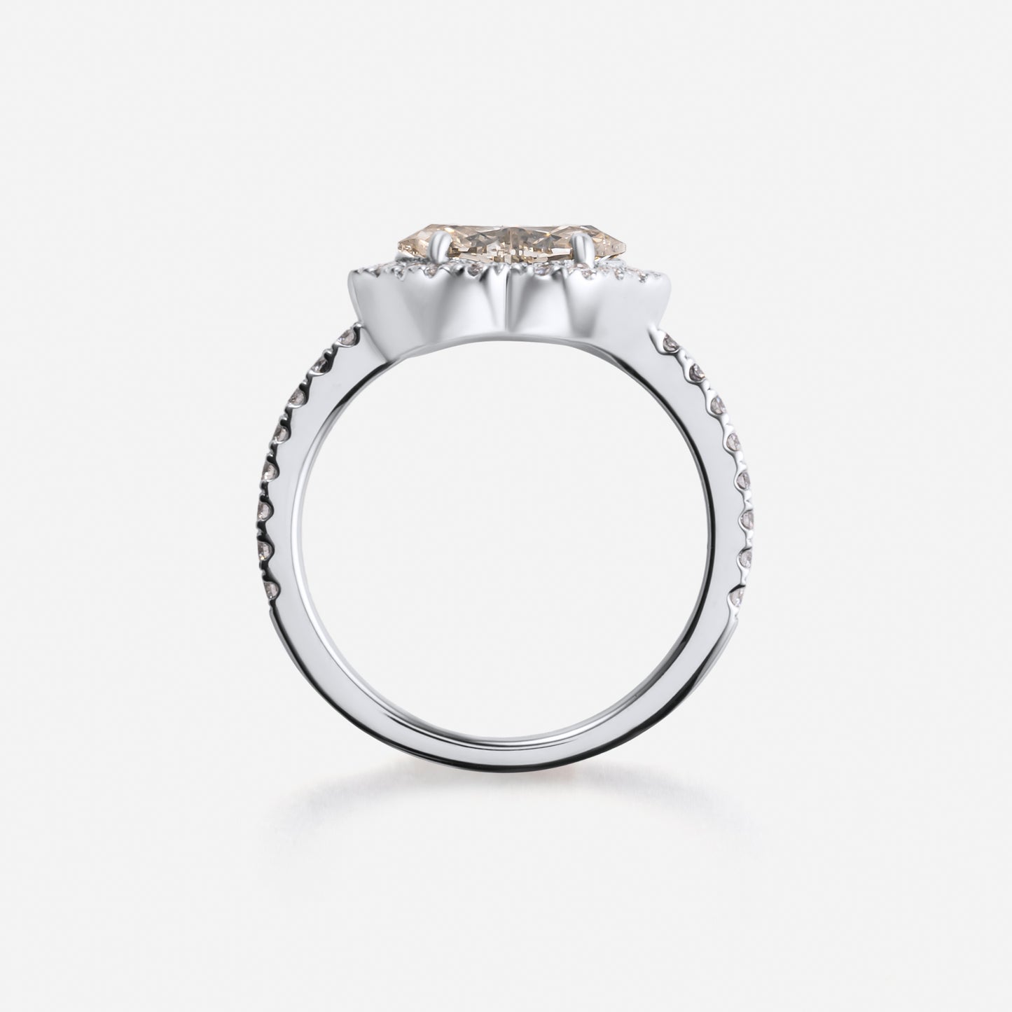 new basic collection / luxe kiss cut diamond halo ring Pt950