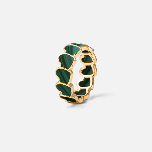 refined legacy collection / malachite inlay rope heart ring K18YG