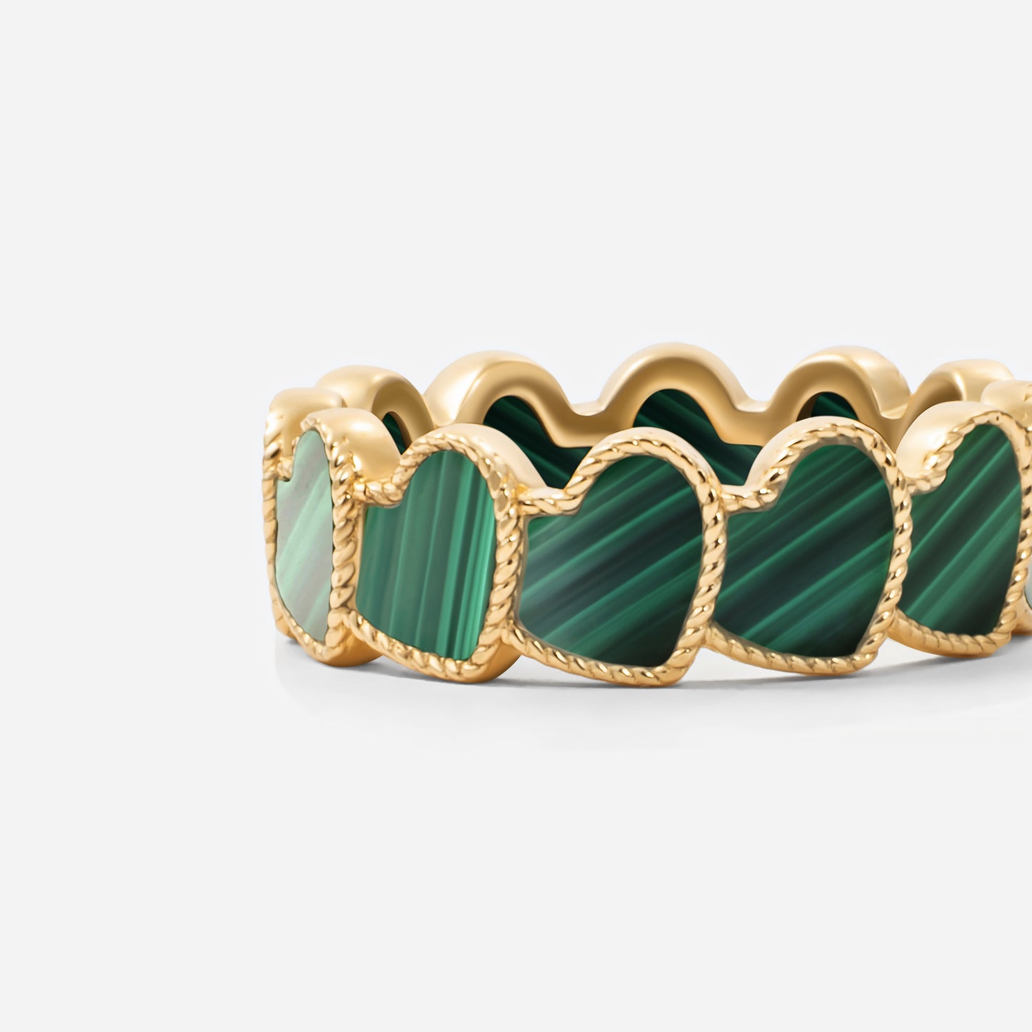 refined legacy collection / malachite inlay rope heart ring K18YG