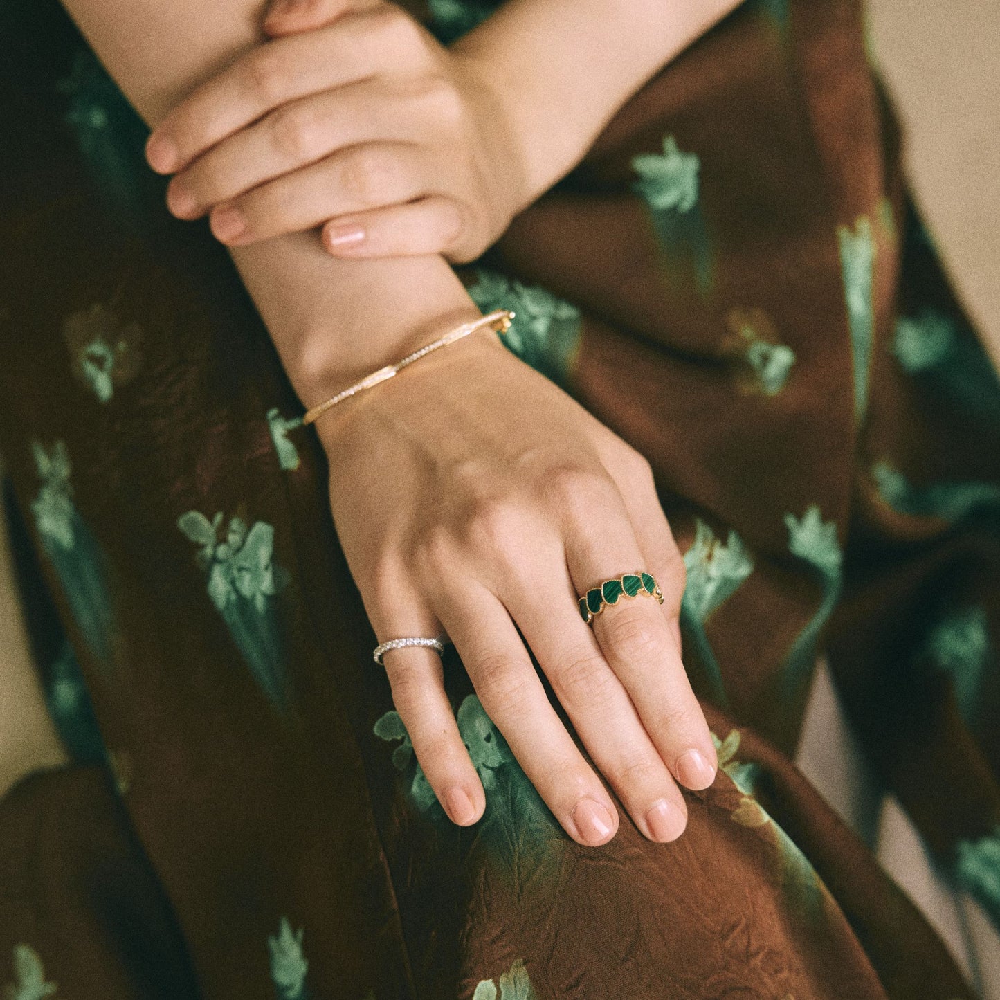 refined legacy collection / malachite inlay rope heart ring K18YG