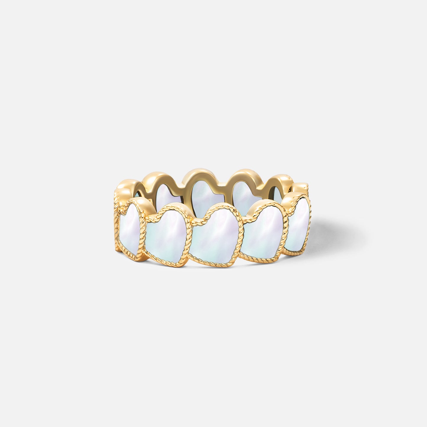 refined legacy collection / mother of pearl inlay rope heart ring K18YG