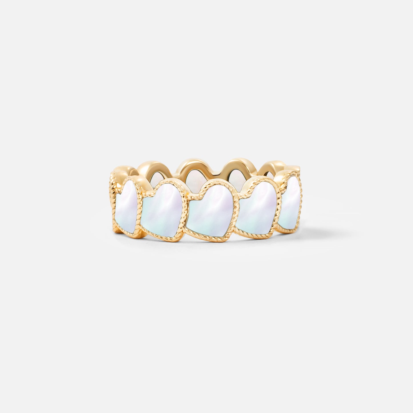 refined legacy collection / mother of pearl inlay rope heart ring K18YG
