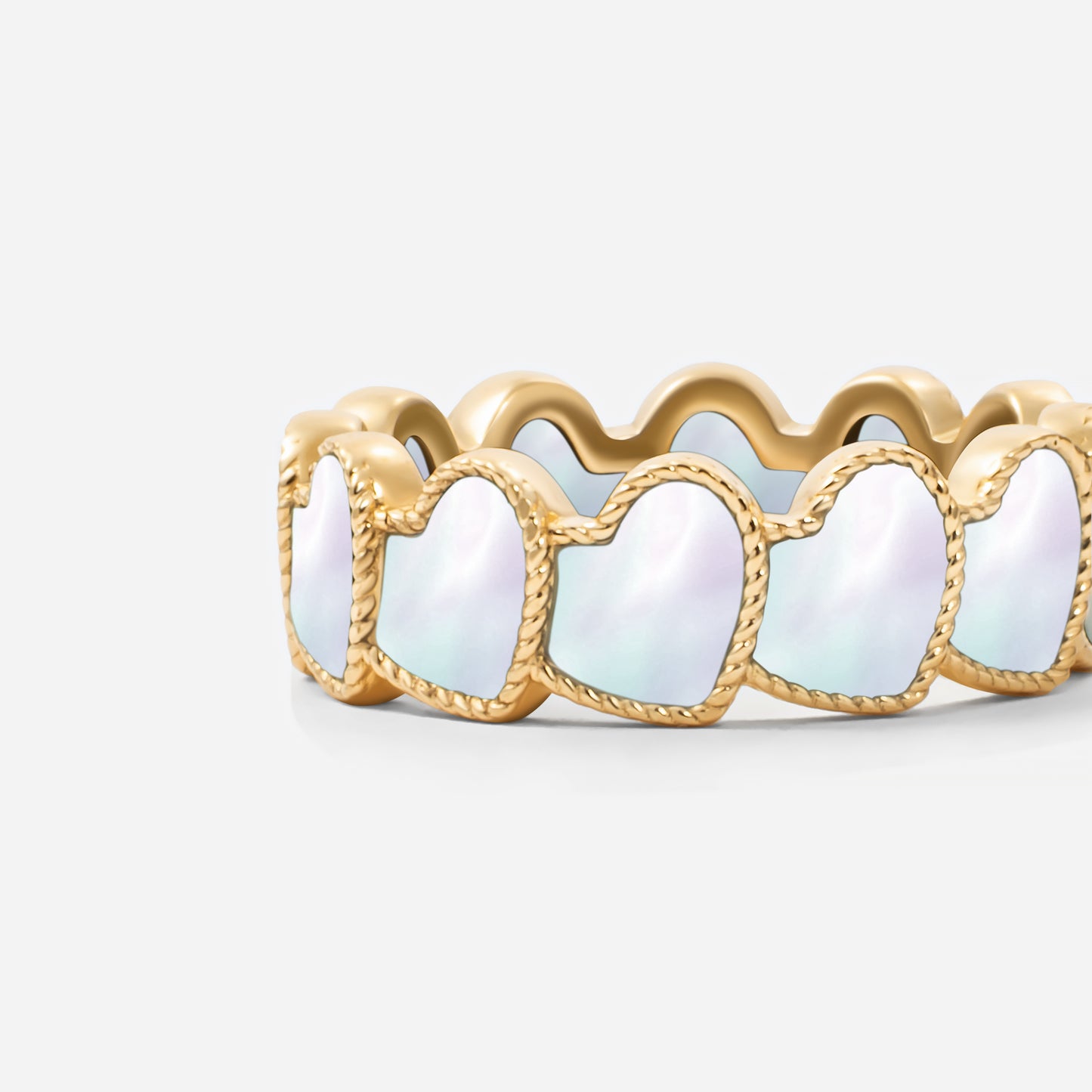 refined legacy collection / mother of pearl inlay rope heart ring K18YG
