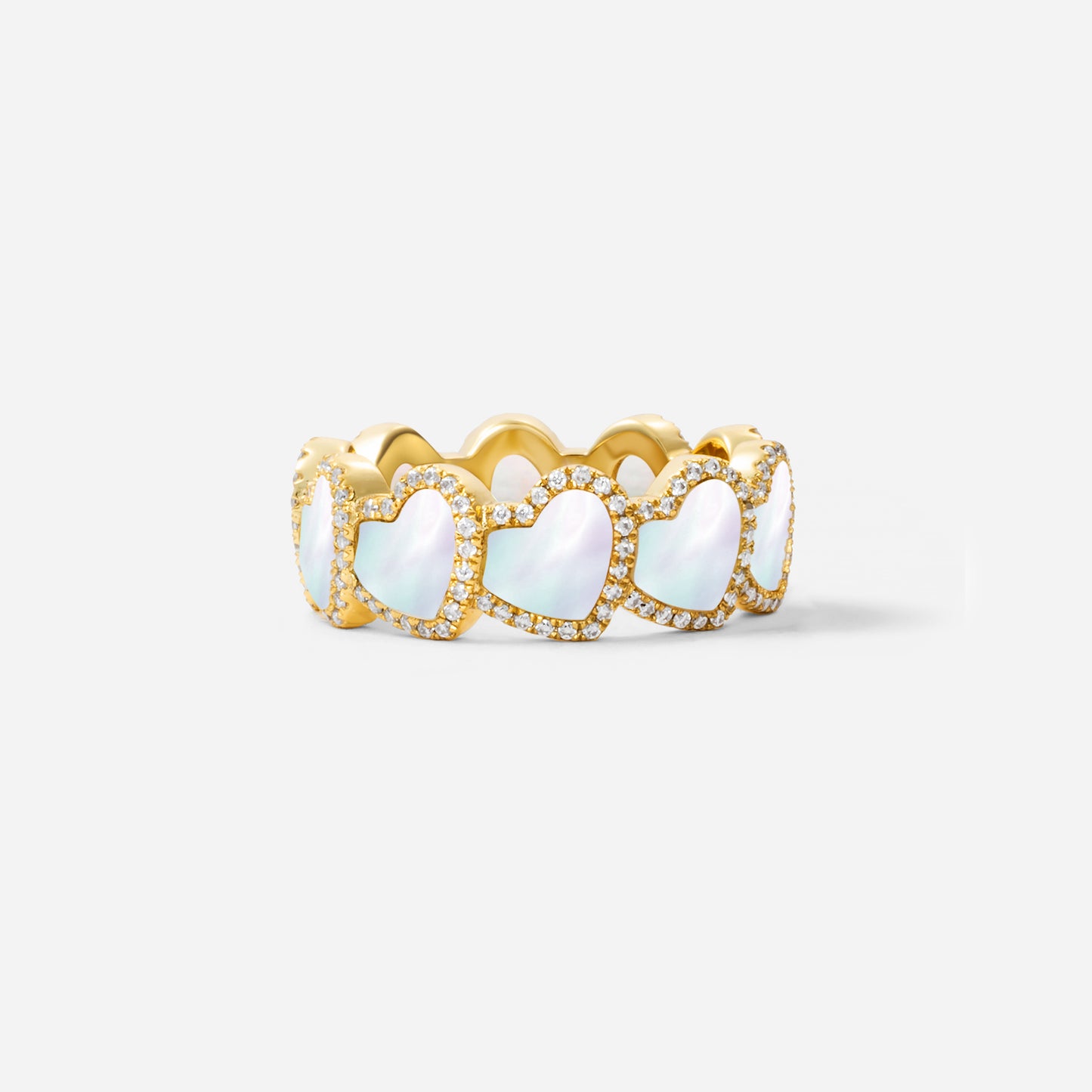 refined legacy collection / mother of pearl inlay heart halo ring K18YG