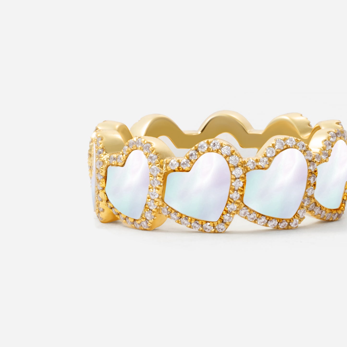 refined legacy collection / mother of pearl inlay heart halo ring K18YG