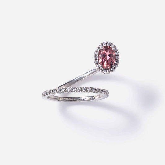 new basic collection / tourmaline strange diamond halo ring Pt950