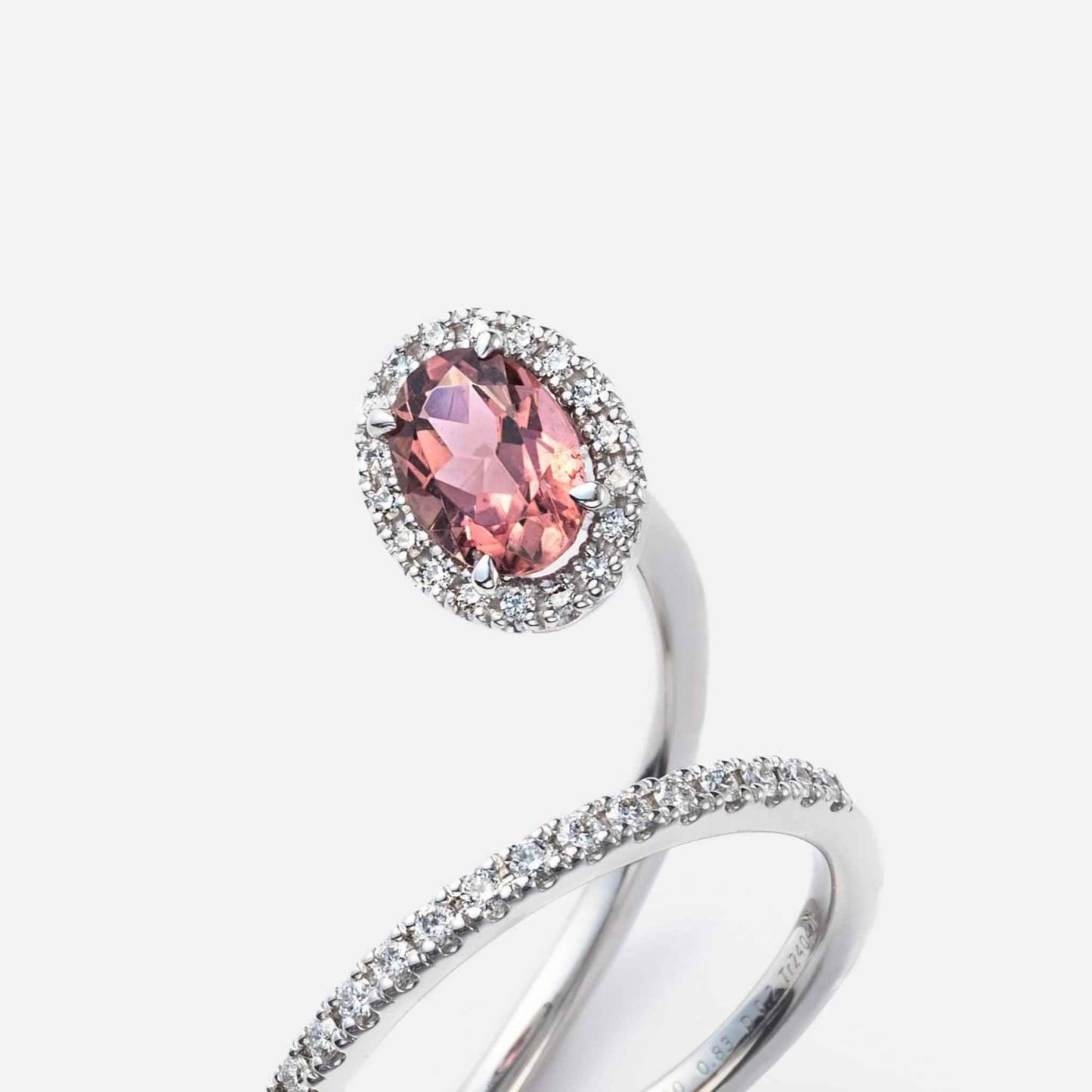 new basic collection / tourmaline strange diamond halo ring Pt950