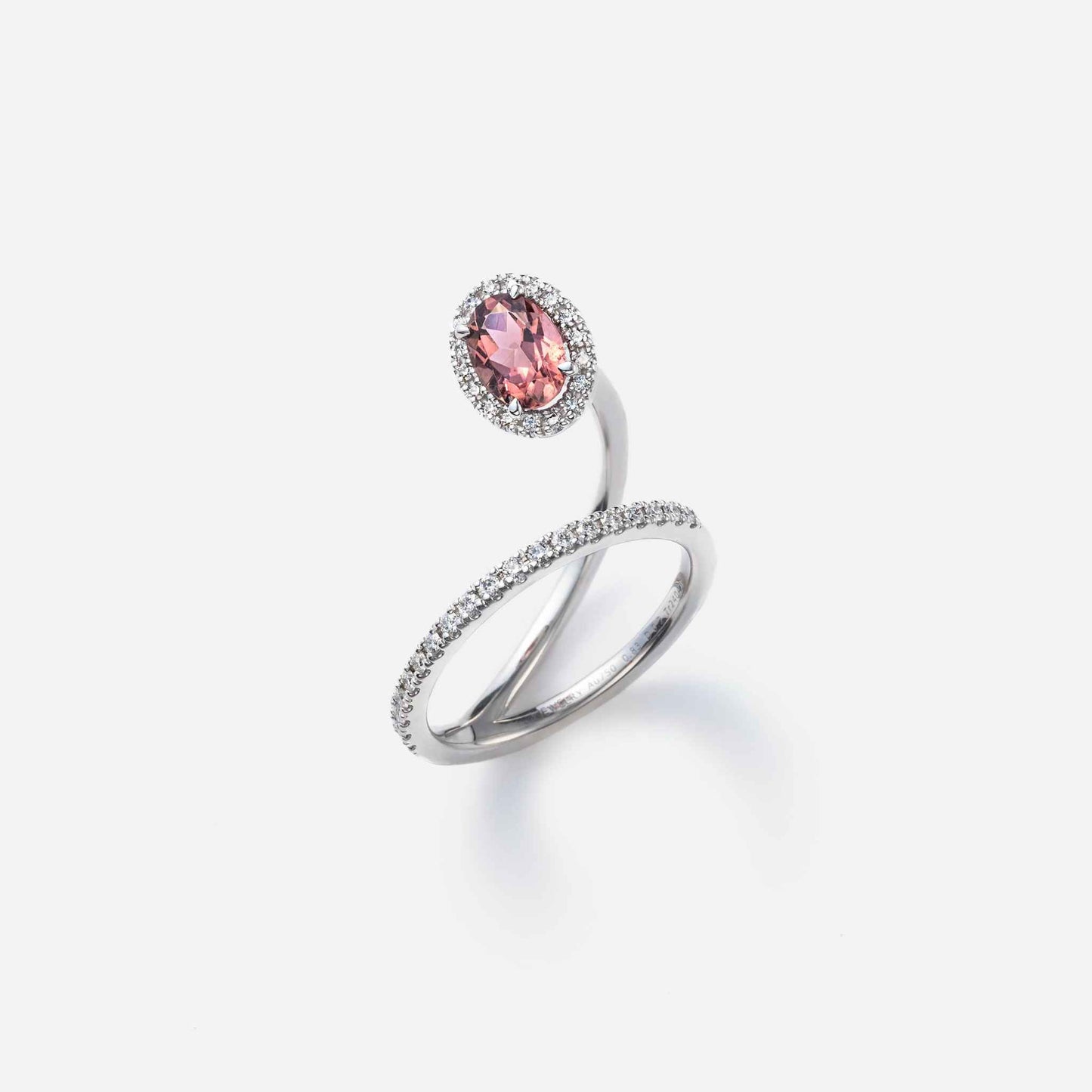 new basic collection / tourmaline strange diamond halo ring Pt950