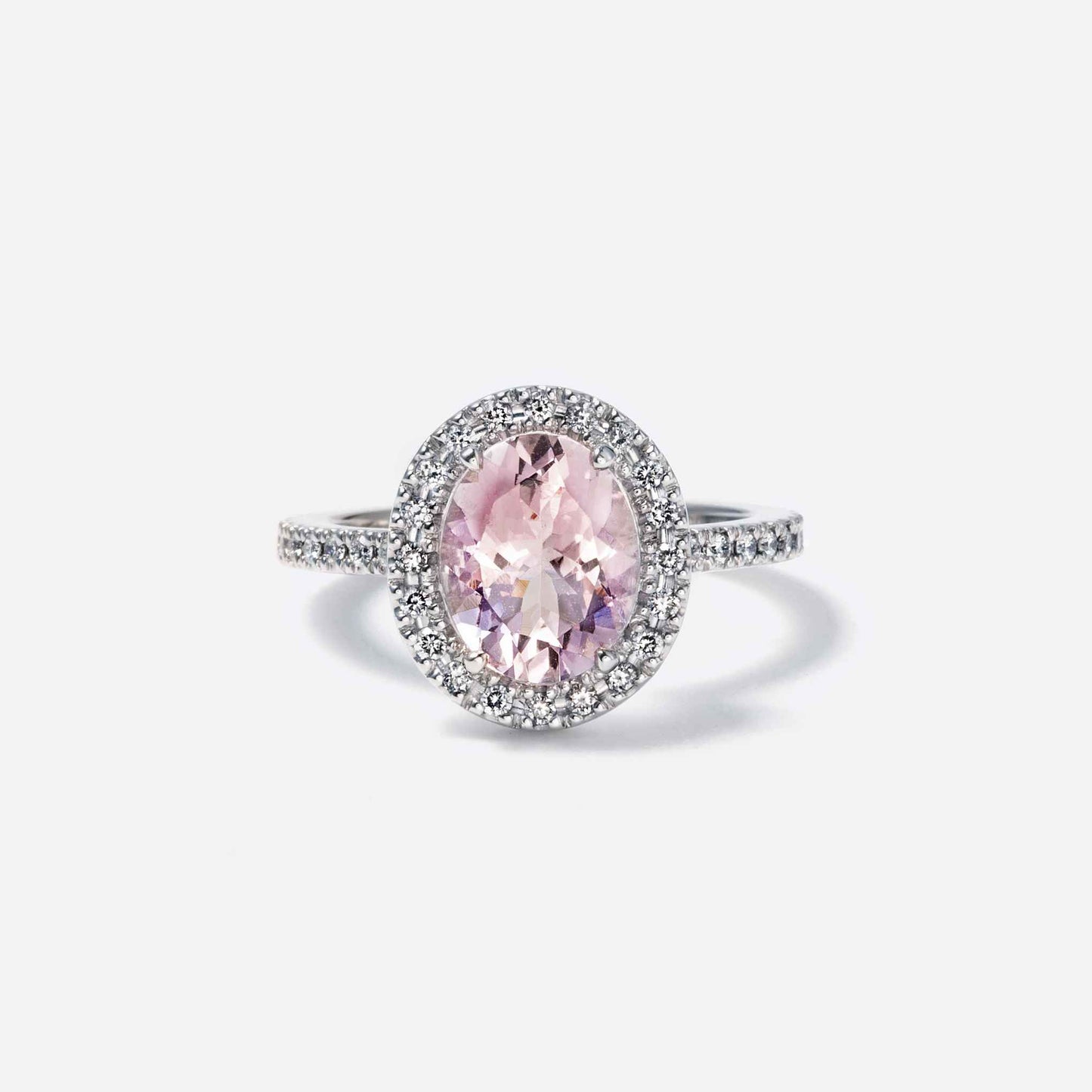 basic collection / Kunzite diamond stacking halo ring