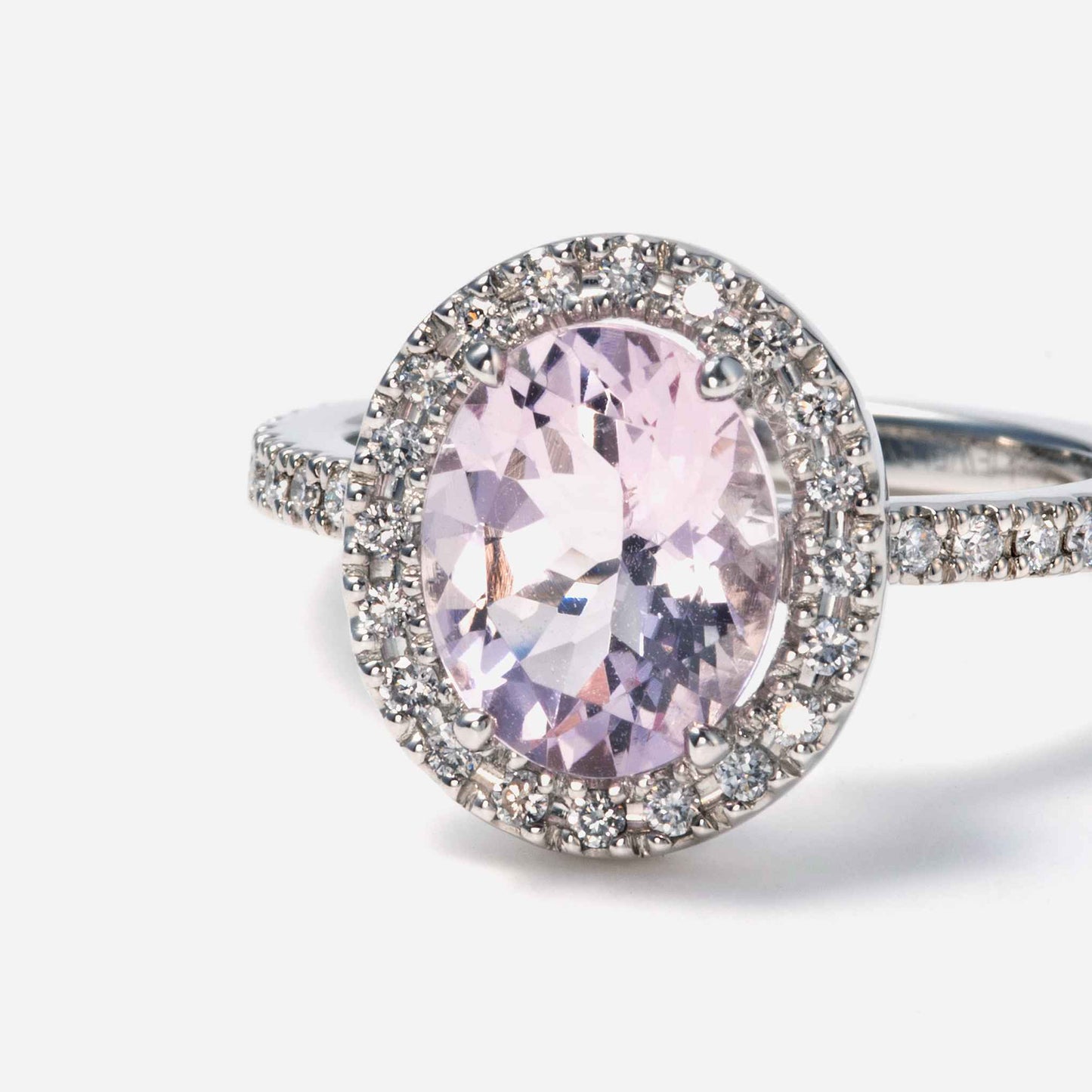 basic collection / Kunzite diamond stacking halo ring