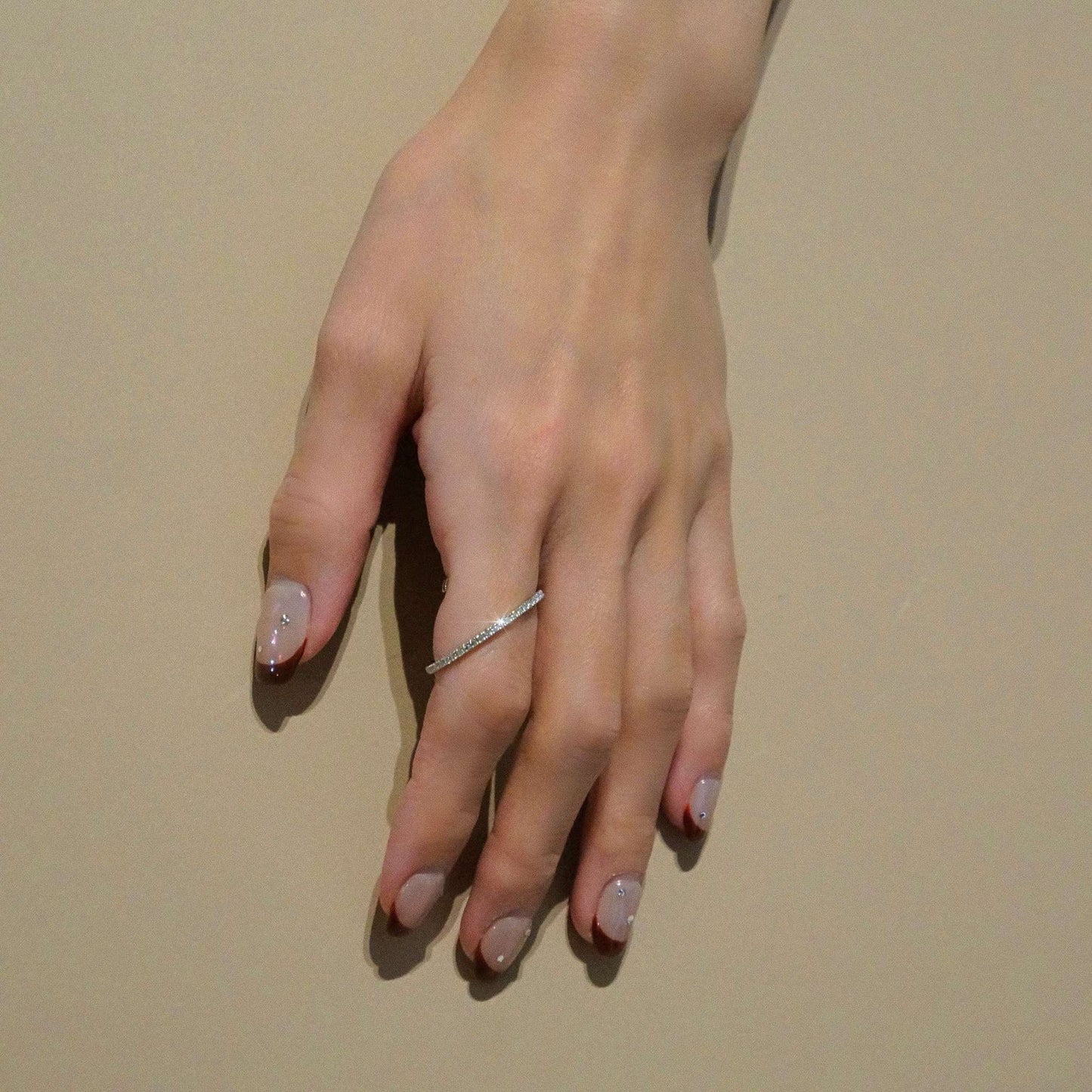 new basic collection / diamond slash half eternity ring Pt950