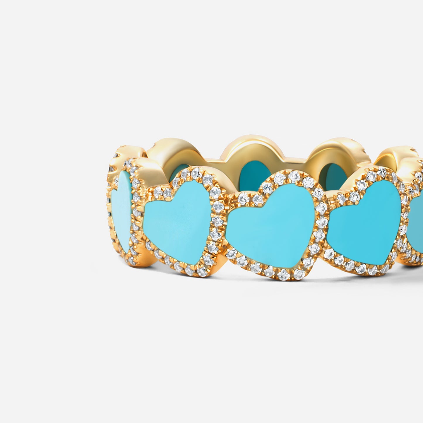 refined legacy collection / turquoise inlay heart halo ring K18YG