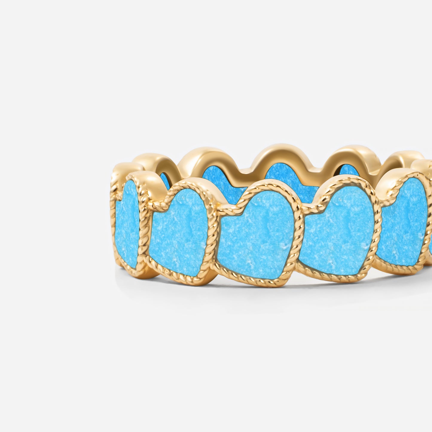 refined legacy collection / turquoise inlay rope heart ring K18YG
