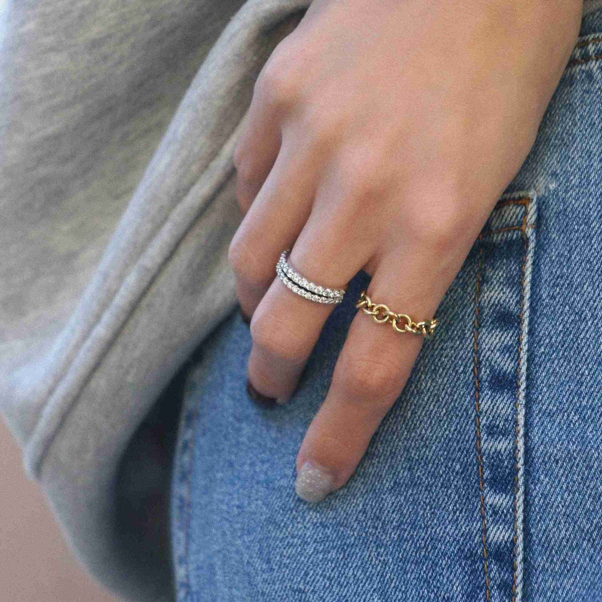 Large Chain Rings chain collection / large size luxe round chain ring – trunk JEWELRY