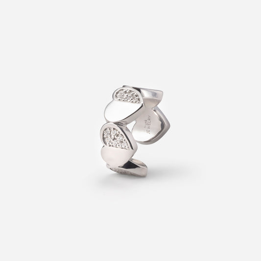 refined legacy collection / folded heart pave diamond earcuff small Pt950
