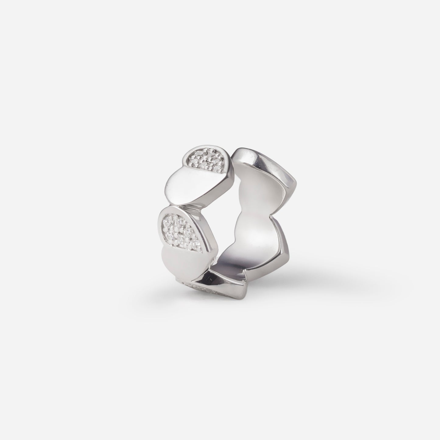 refined legacy collection / folded heart pave diamond earcuff small Pt950
