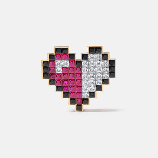 refined legacy collection / 8-bit low HP heart invisible setting brooch K18YG