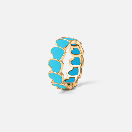 refined legacy collection / turquoise inlay rope heart ring K18YG
