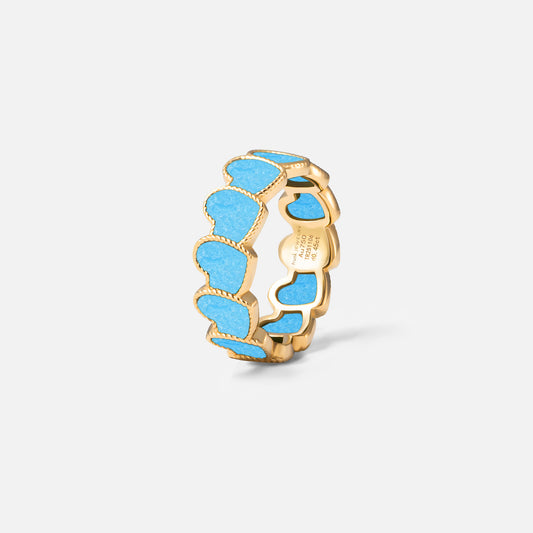 eternel heart collection / turquoise inlay rope heart ring K18YG