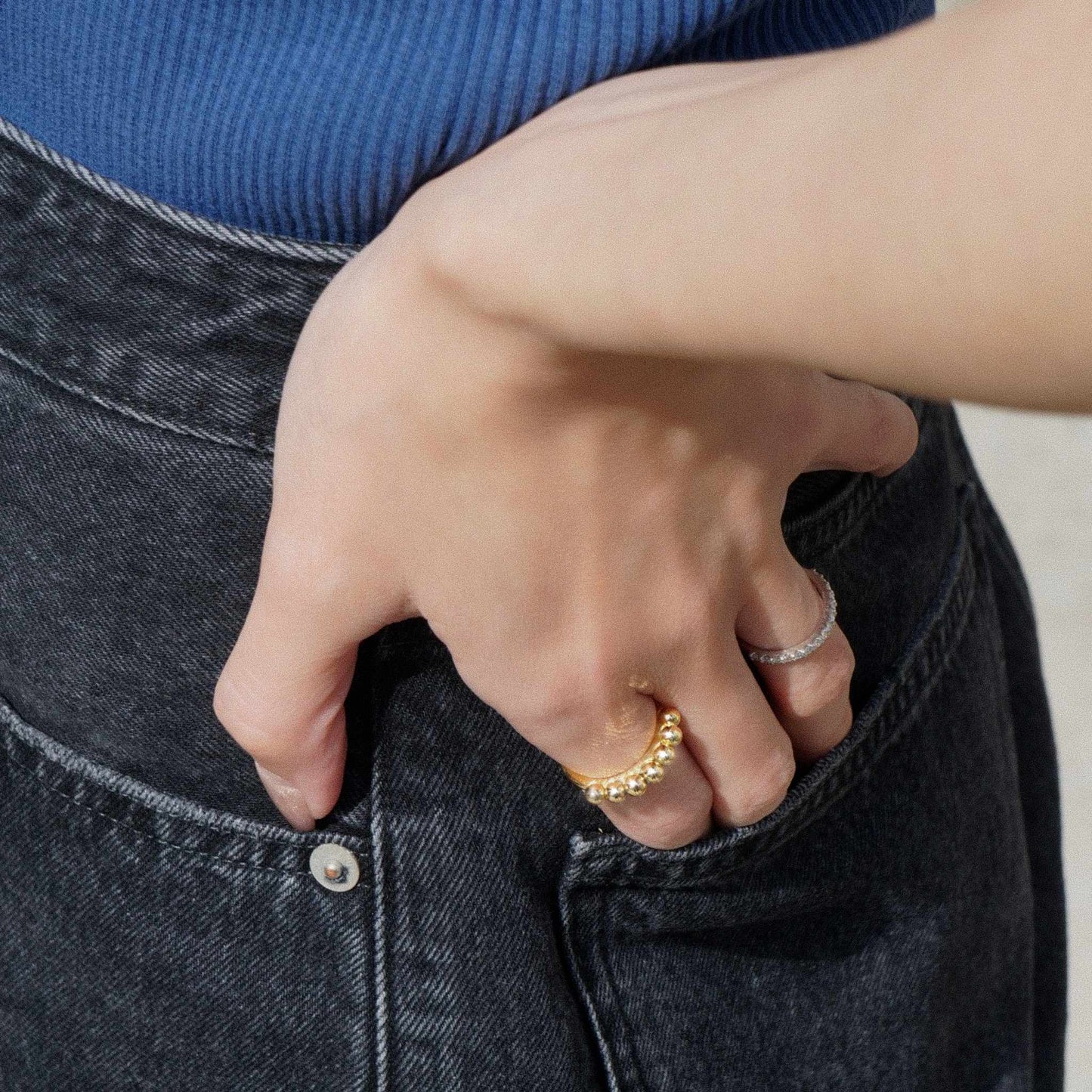 new basic collection / sculptural baby pearl ring yellow×white