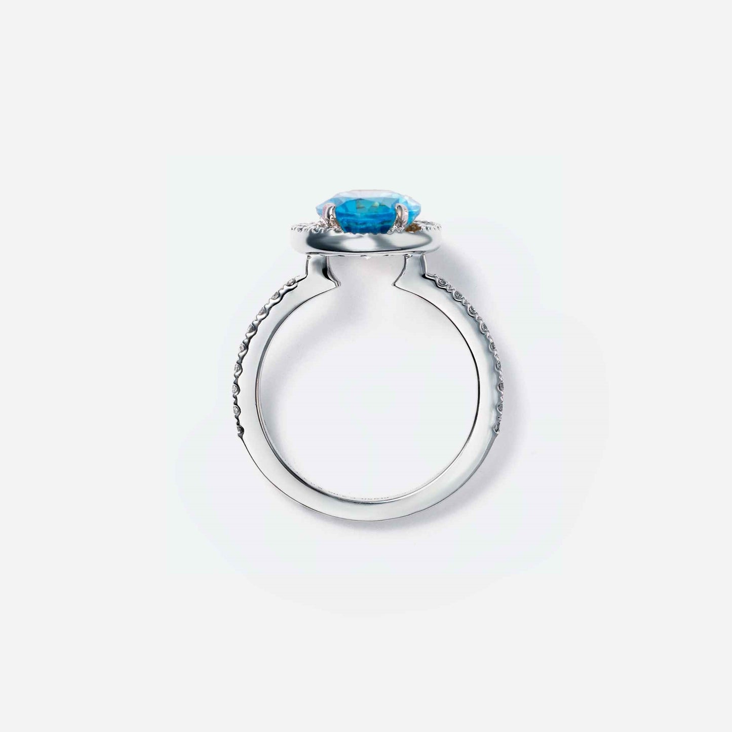 basic collection / blue topaz diamond stacking halo ring pt950
