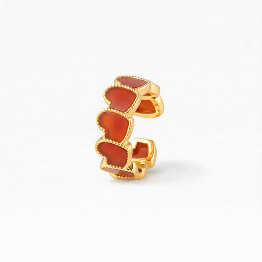 eternel heart collection / carnelian inlay rope heart earcuff K18YG