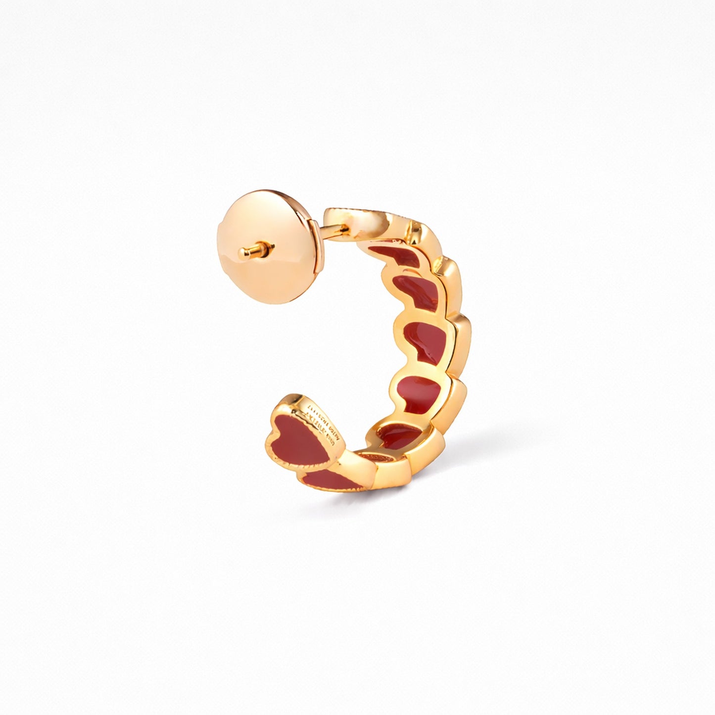 refined legacy collection / carnelian inlay rope heart hoop earring small K18YG