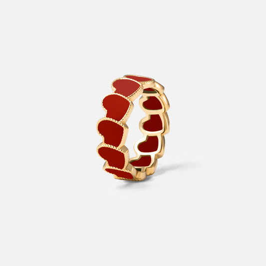 refined legacy collection / carnelian inlay rope heart ring K18YG