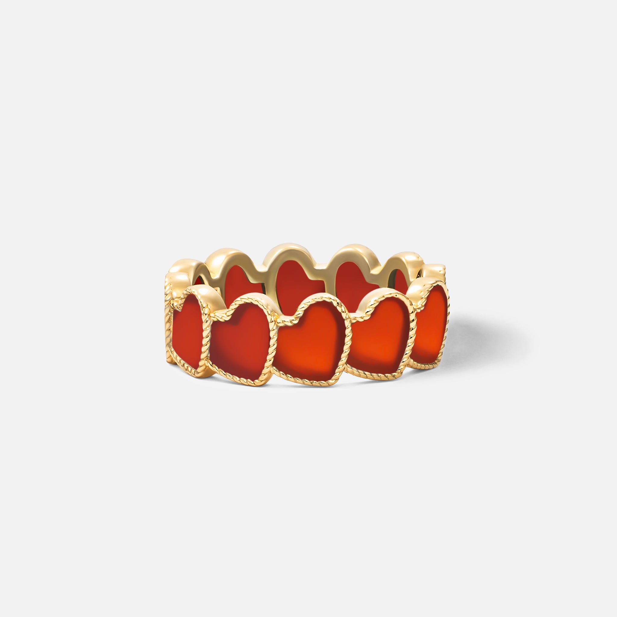 refined legacy collection / carnelian inlay rope heart ring K18YG
