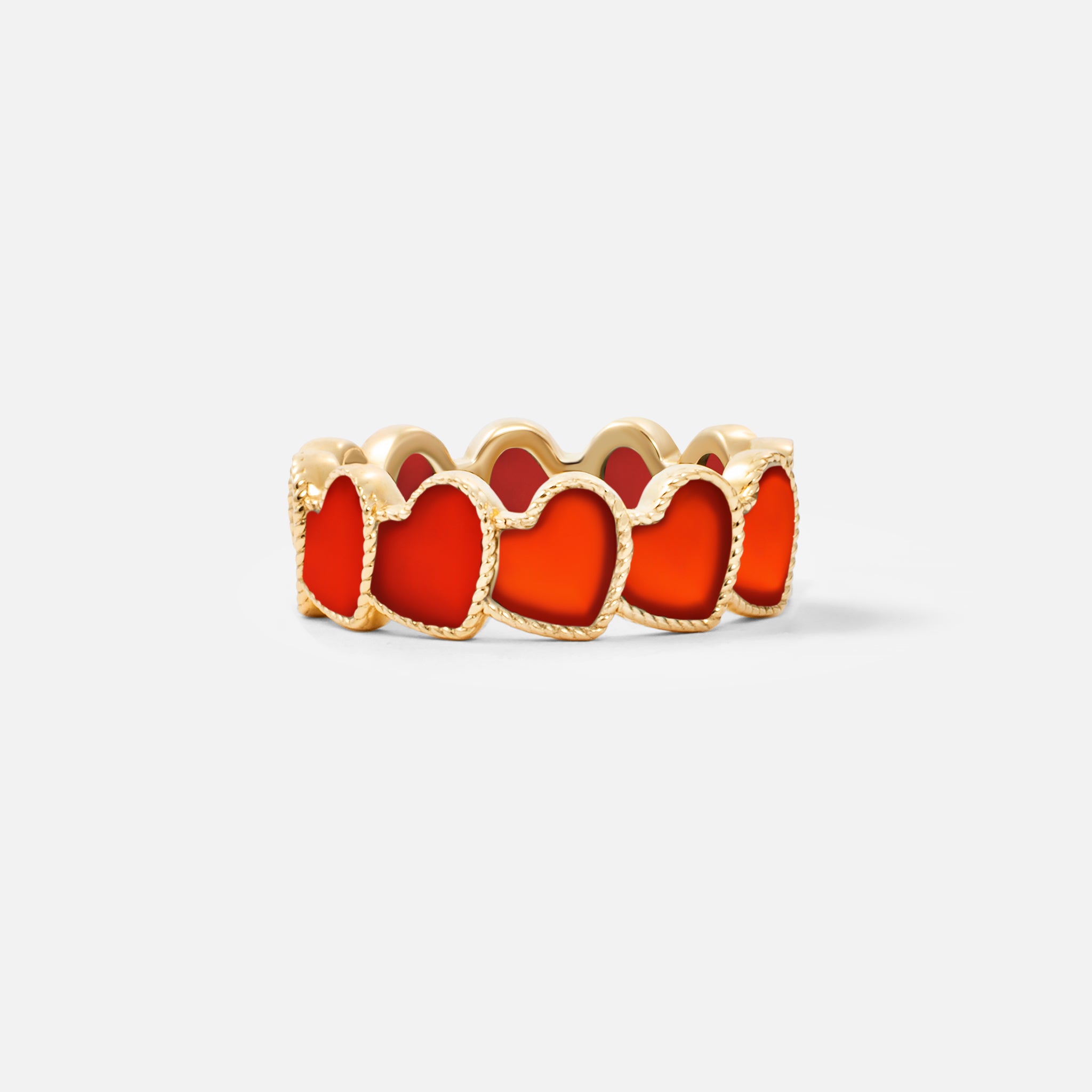 refined legacy collection / carnelian inlay rope heart ring K18YG