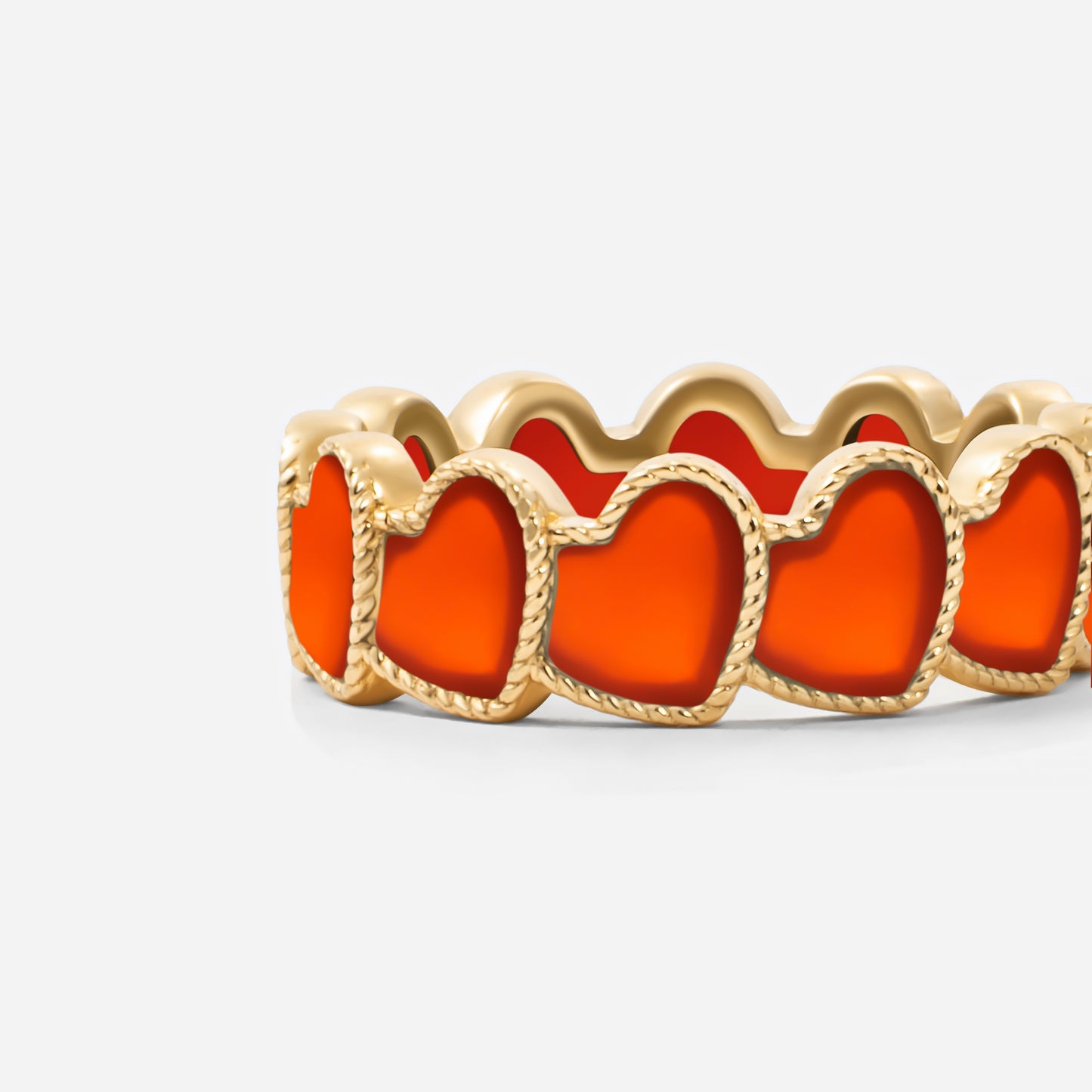 refined legacy collection / carnelian inlay rope heart ring K18YG