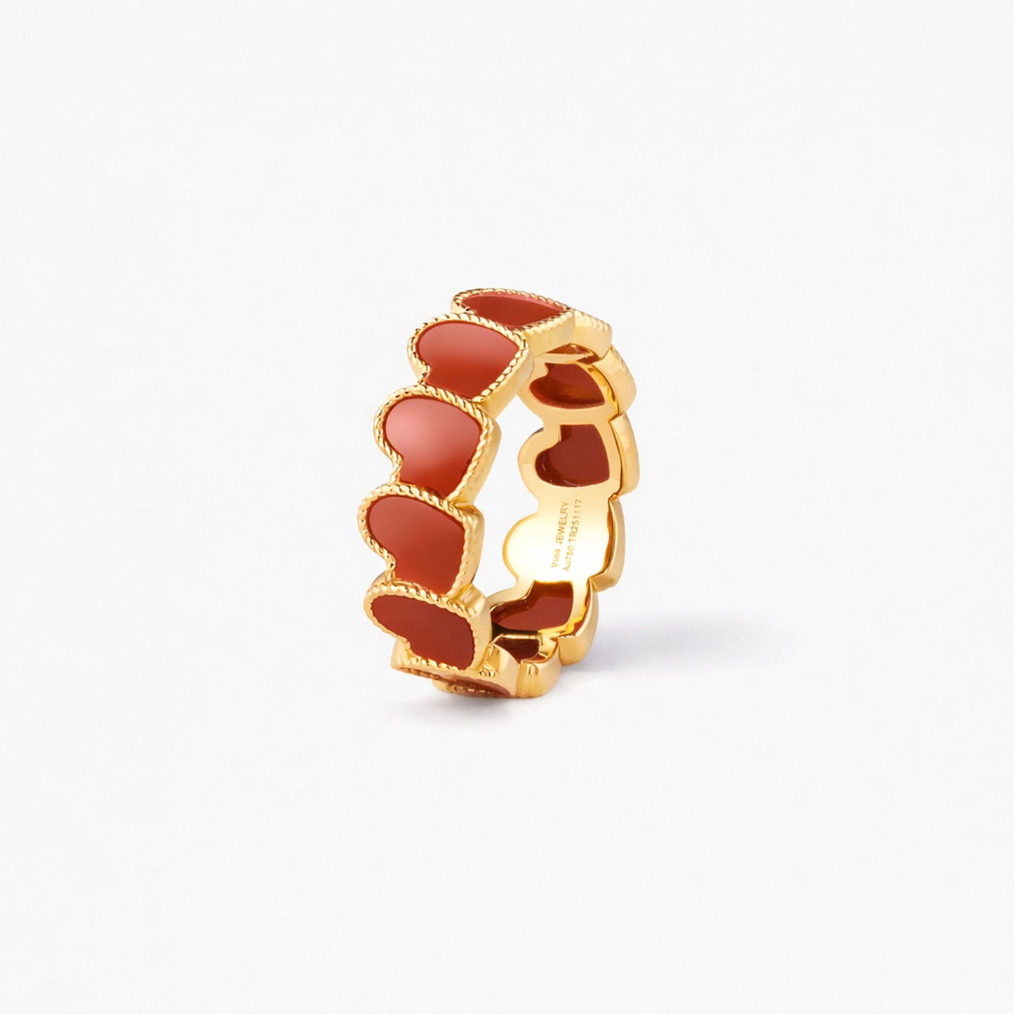 refined legacy collection / carnelian inlay rope heart ring K18YG