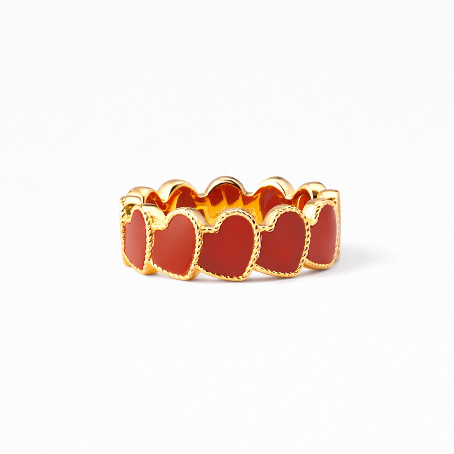 refined legacy collection / carnelian inlay rope heart ring K18YG