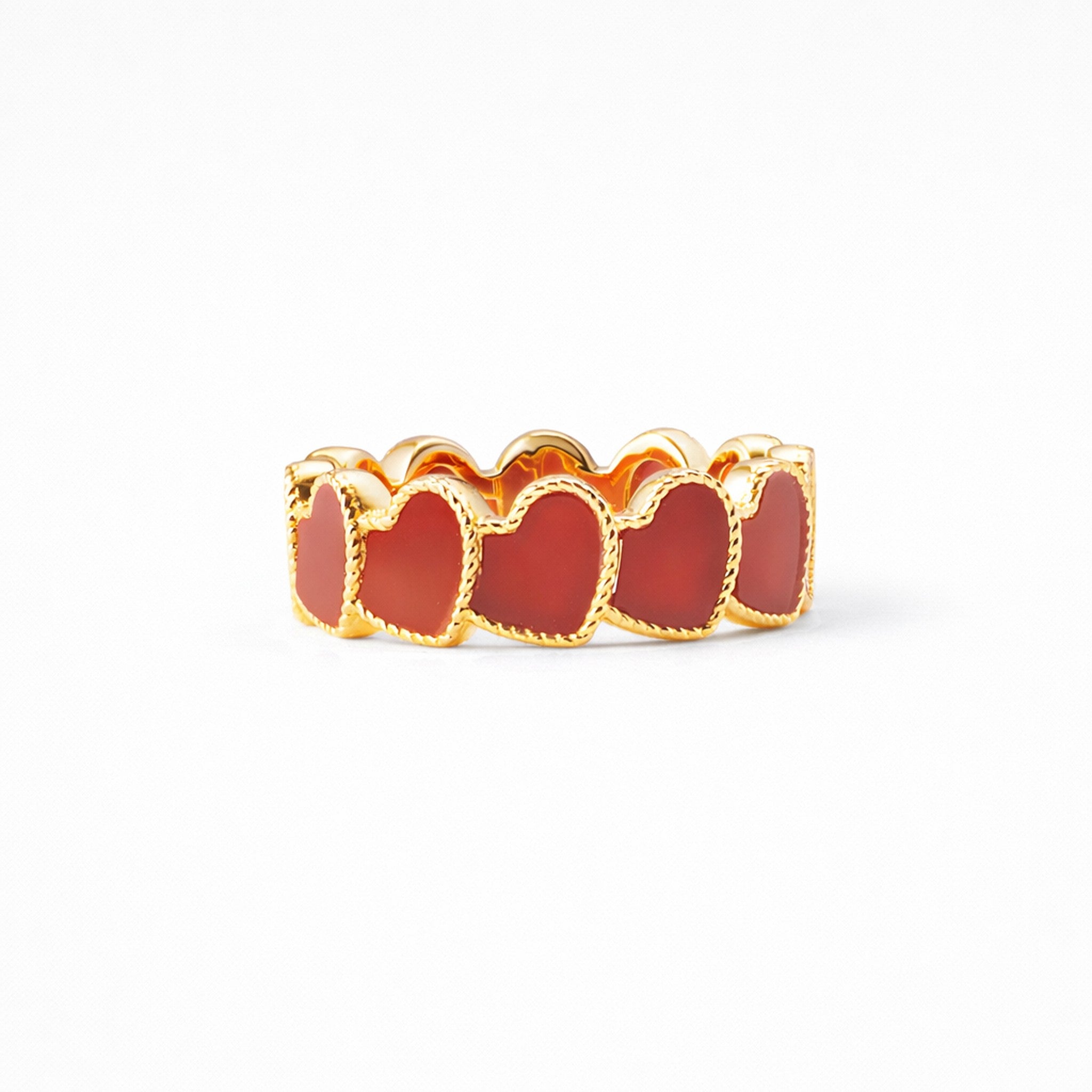 eternel heart collection / carnelian inlay rope heart ring K18YG