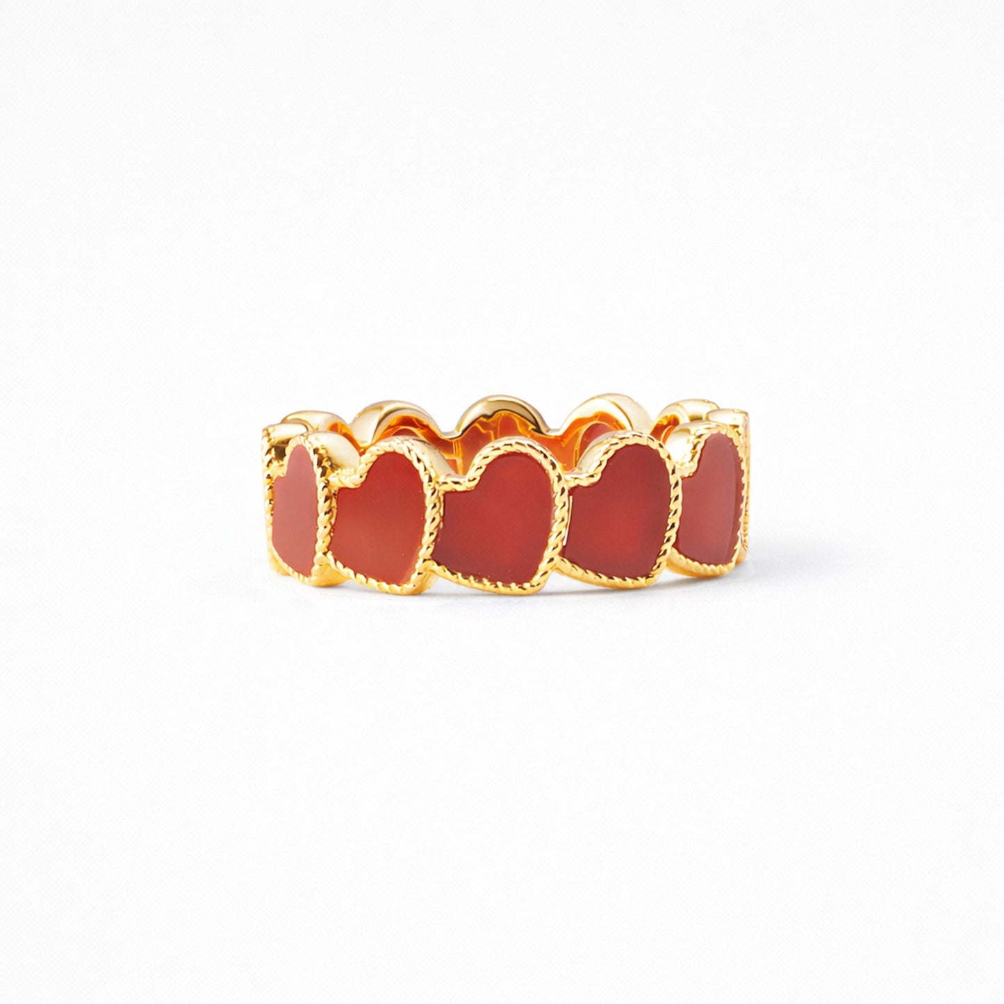 refined legacy collection / carnelian inlay rope heart ring K18YG