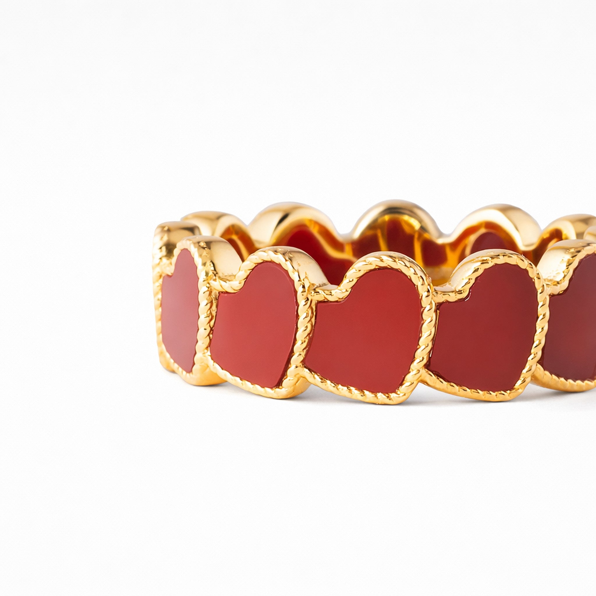 eternal heart collection / carnelian inlay rope heart ring K18YG
