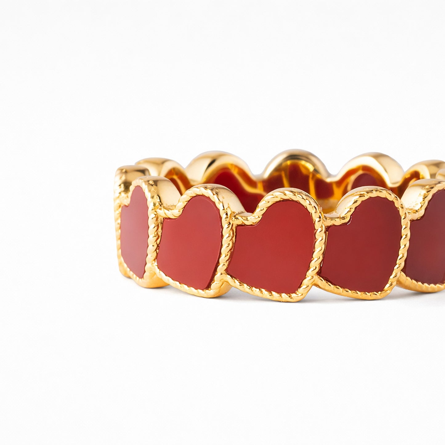 refined legacy collection / carnelian inlay rope heart ring K18YG
