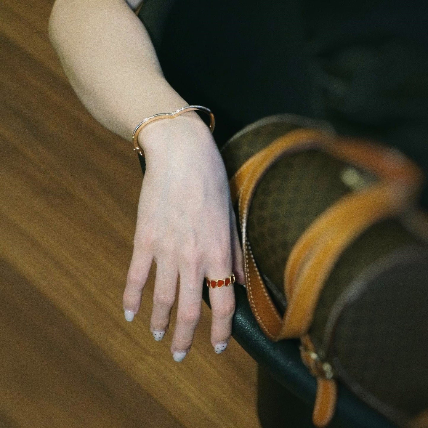 refined legacy collection / carnelian inlay rope heart ring K18YG